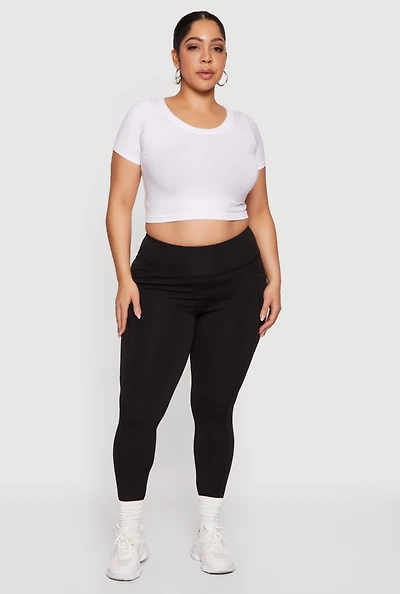 Plus High Waisted Cell Phone Pocket Leggings