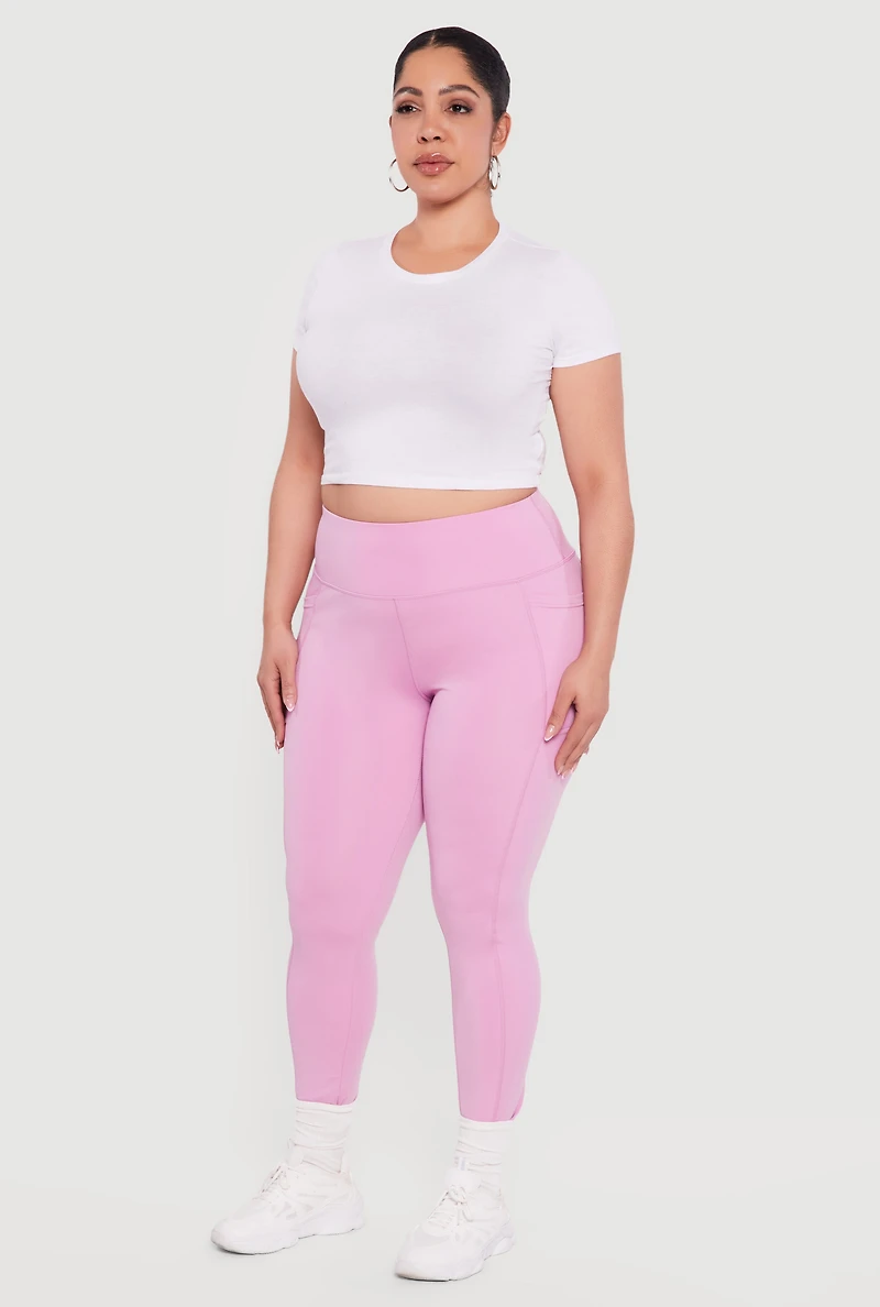 Plus High Waisted Cell Phone Pocket Leggings
