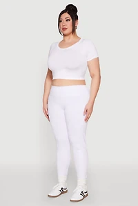 Womens Plus Size Side Pocket Leggings, White, Size 3X