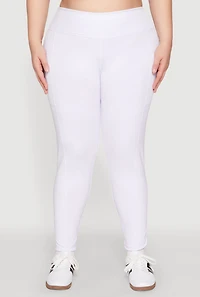 Womens Plus Size Side Pocket Leggings, White, Size 3X