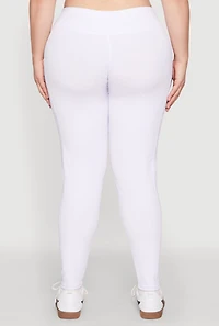 Womens Plus Size Side Pocket Leggings, White, Size 3X
