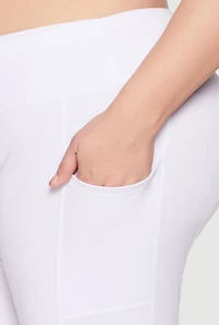 Womens Plus Size Side Pocket Leggings, White, Size 3X