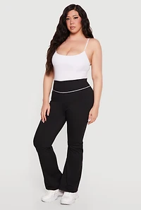 Plus Contrast Piping Flared Active Pants