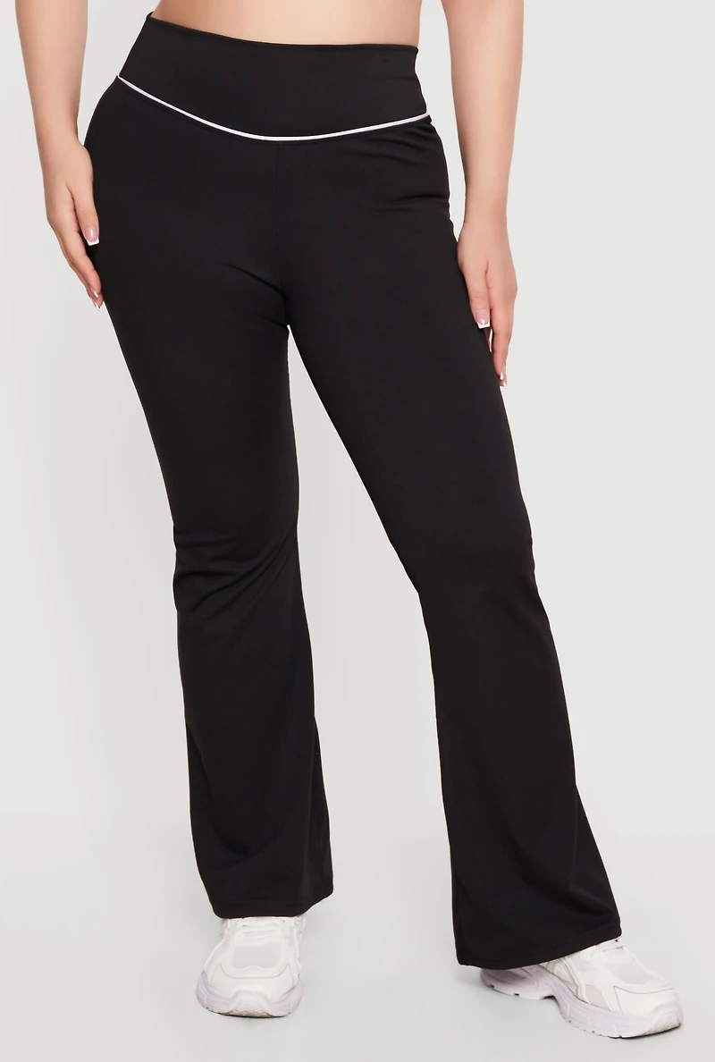Plus Contrast Piping Flared Active Pants