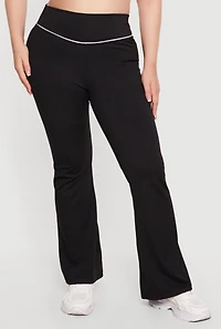 Plus Contrast Piping Flared Active Pants