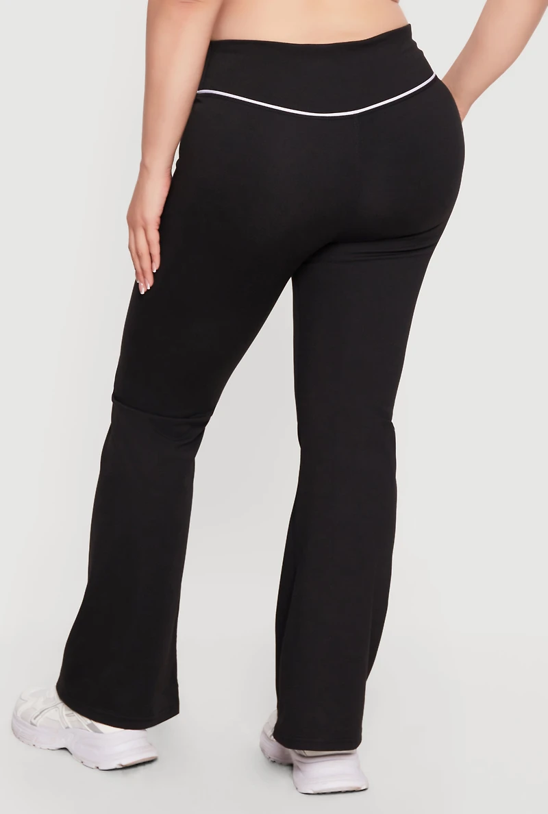 Plus Contrast Piping Flared Active Pants