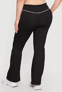 Plus Contrast Piping Flared Active Pants