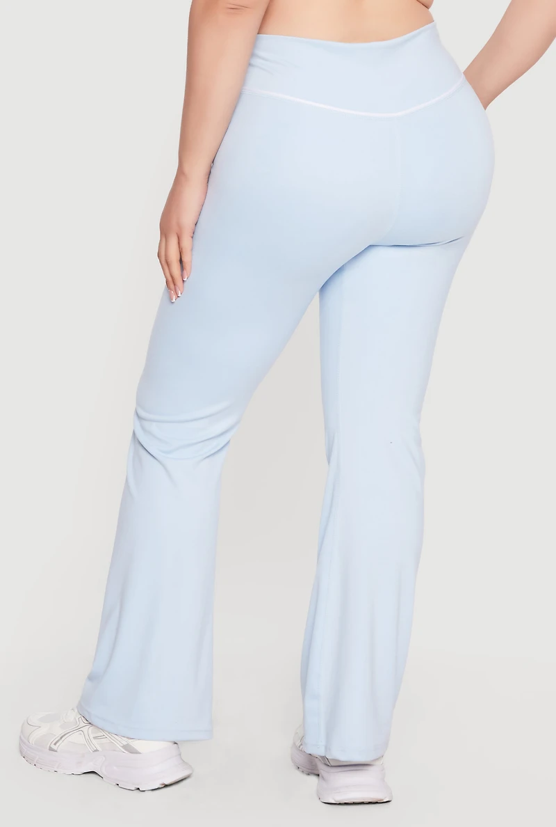Plus Contrast Piping Flared Active Pants