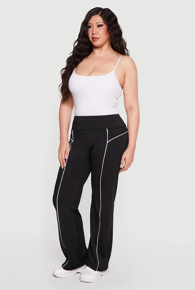 Plus High Waisted Contrast Piping Pants
