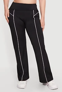 Plus High Waisted Contrast Piping Pants