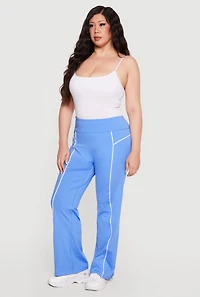 Plus High Waisted Contrast Piping Pants