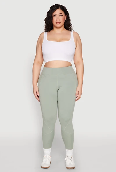 Womens Plus Size Cell Phone Pocket Leggings, Green, Size 1X