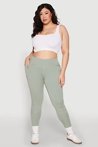 Womens Plus Size Cell Phone Pocket Leggings, Green, Size 1X