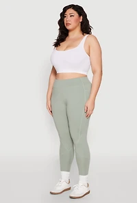 Womens Plus Size Cell Phone Pocket Leggings, Green, Size 1X