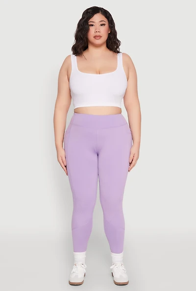 Womens Plus Size Cell Phone Pocket Leggings, Purple, Size 1X