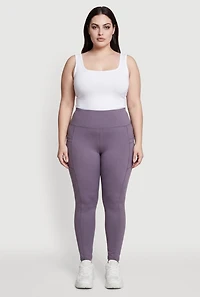 Plus High Waist Leggings with Cell Phone Pockets