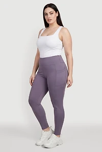 Plus High Waist Leggings with Cell Phone Pockets
