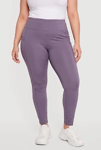 Plus High Waist Leggings with Cell Phone Pockets