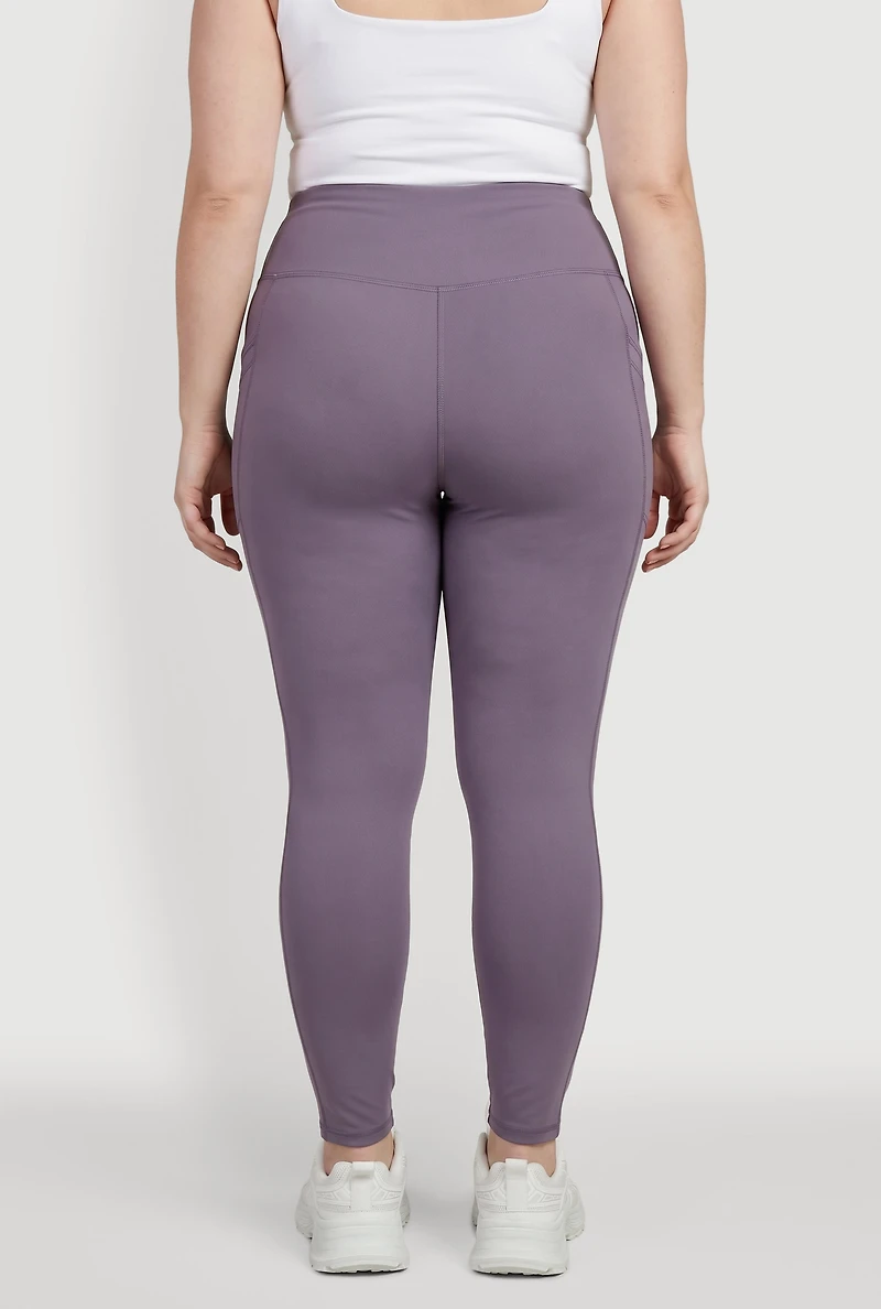 Plus High Waist Leggings with Cell Phone Pockets