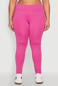 Womens Plus Size Side Zip Pocket Leggings, Pink, Size 2X