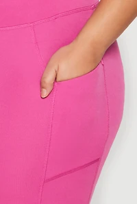 Womens Plus Size Side Zip Pocket Leggings, Pink, Size 2X