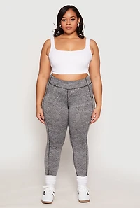 Womens Plus Size Side Pocket High Waist Active Leggings, Grey, Size 2X