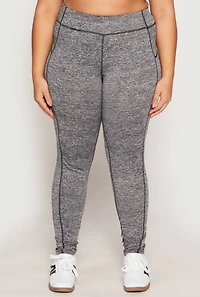 Womens Plus Size Side Pocket High Waist Active Leggings, Grey, Size 1X