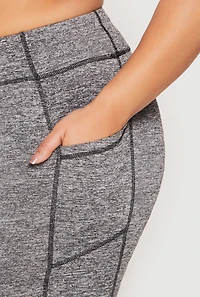 Womens Plus Size Side Pocket High Waist Active Leggings, Grey, Size 1X
