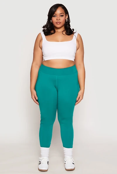 Womens Plus Side Pocket High Waist Active Leggings,