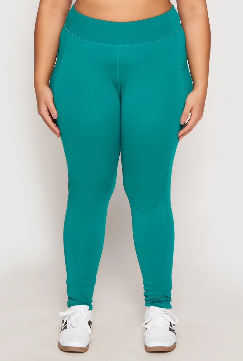 Womens Plus Side Pocket High Waist Active Leggings,