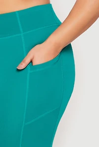 Womens Plus Side Pocket High Waist Active Leggings,