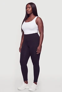 Plus Decorative Stitch High Waisted Leggings