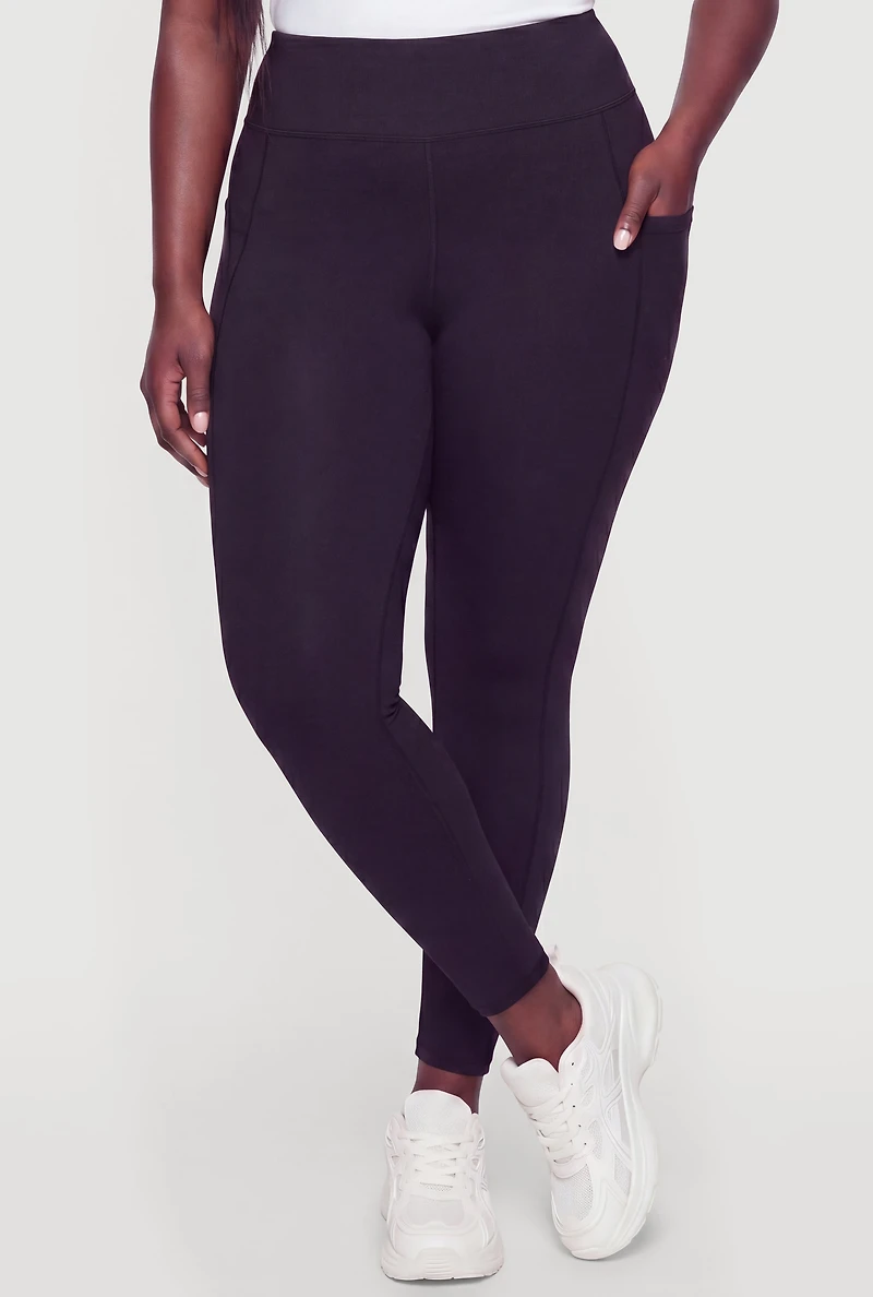 Plus Decorative Stitch High Waisted Leggings