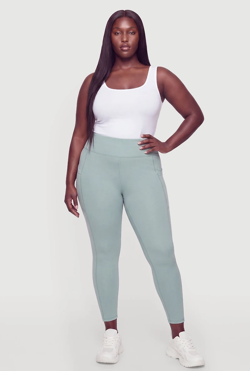 Plus Decorative Stitch High Waisted Leggings