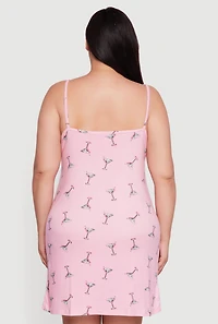Plus Martini Print Robe and Cami Nightgown