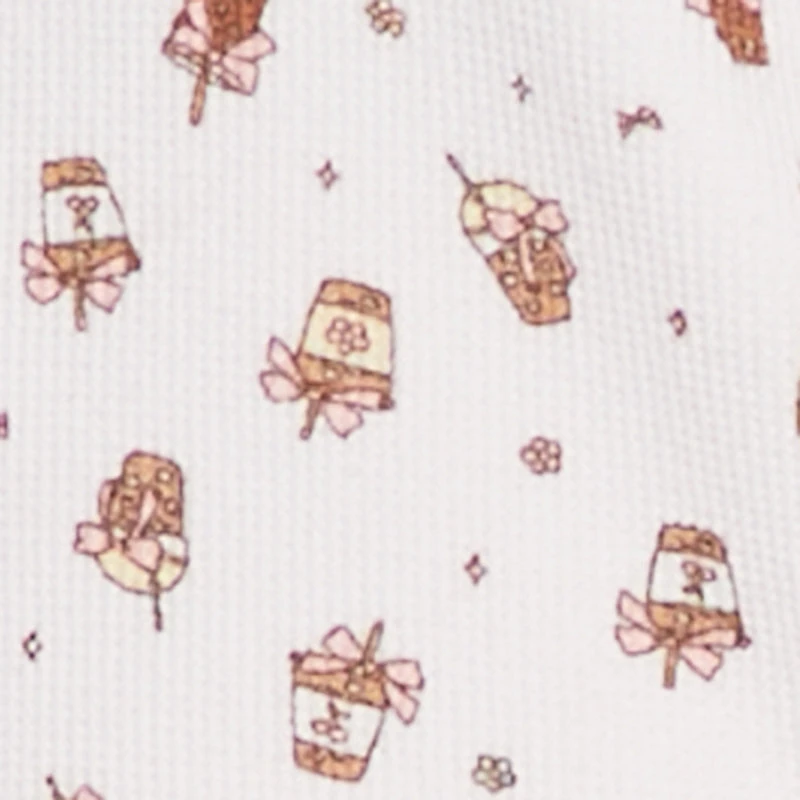 Plus Coffee Print Pajama Top and Shorts Set