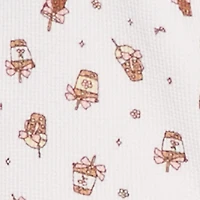 Plus Coffee Print Pajama Top and Shorts Set