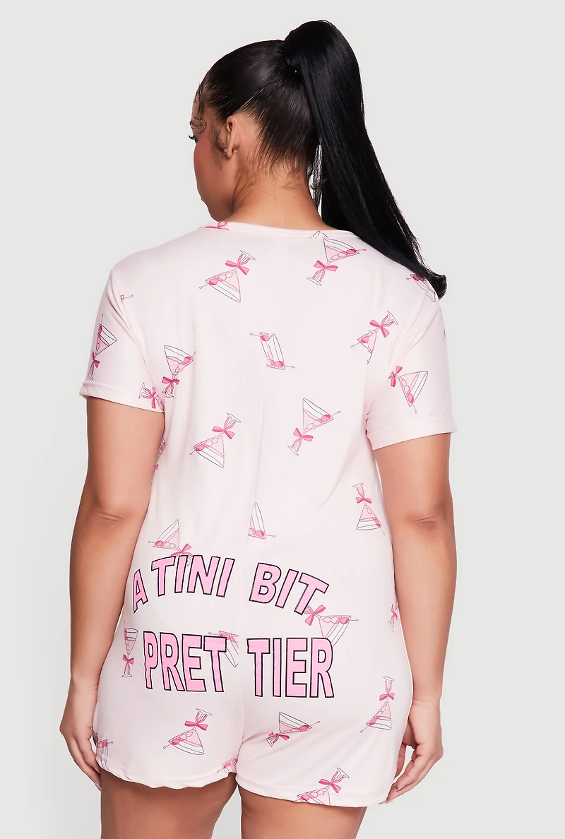Plus A Tini Bit Prettier Graphic Pajama Romper