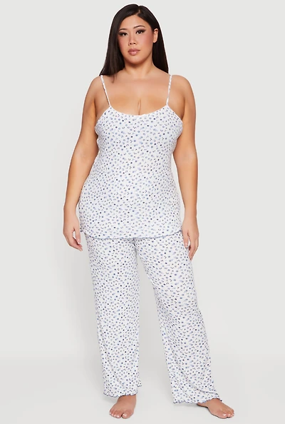 Plus Floral Pajama Cami and Pants Set