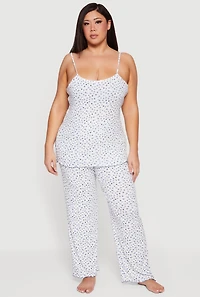 Plus Floral Pajama Cami and Pants Set