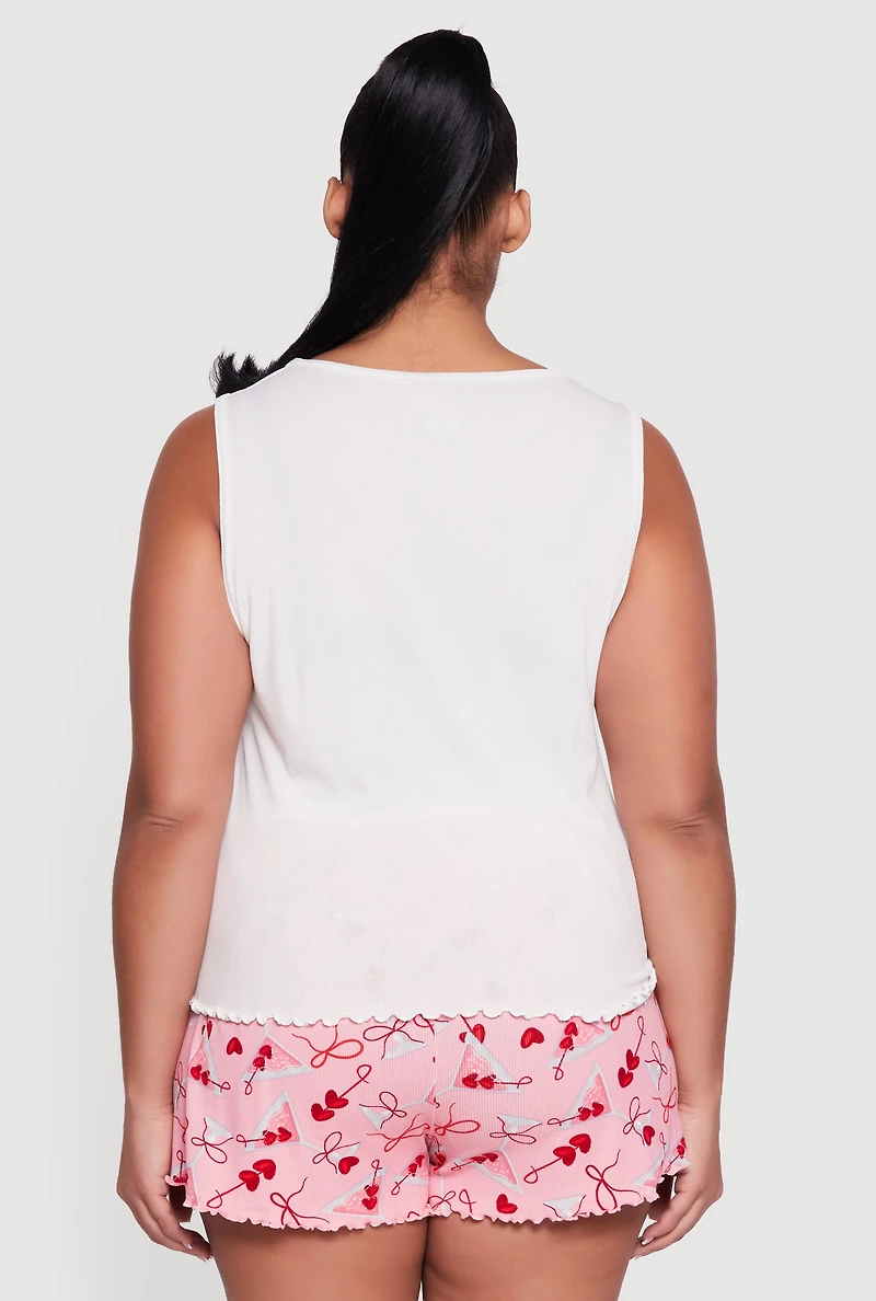 Plus Espresso Martini Graphic Pajama Tank Top and Shorts