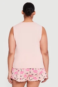 Plus Its Flocktail Time Pajama Tank Top and Shorts