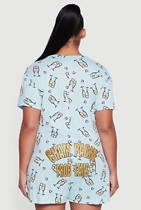 Plus Champagne Problems Print Pajama Romper