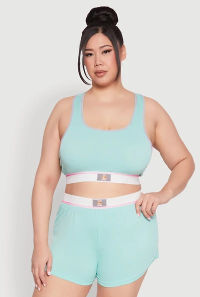 Plus Always Be Happy Racerback Pajama Top and Shorts