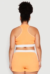Womens Plus Size Always Be Happy Racerback Pajama Top and Shorts, Orange, Size 3X