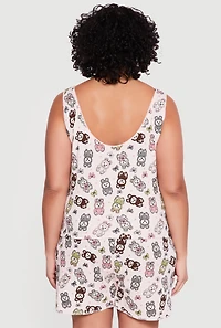 Plus Monster Print Pajama Tank Top and Shorts