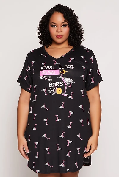Plus First Class Martini Graphic Sleepshirt