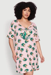 Womens Plus Size Dont Care Bear Graphic Sleepshirt, Multi, Size 2X