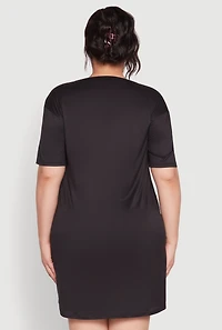 Womens Plus Size Play All Day Sleep All Night Nightgown, Black, Size 2X