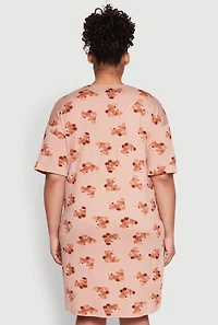 Womens Plus Size Mama Bear Graphic Sleepshirt, Brown, Size 3X